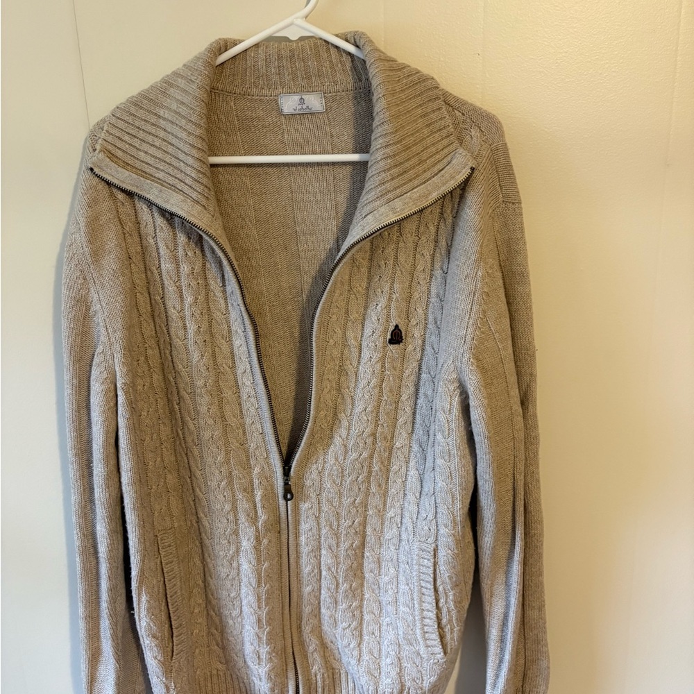 Men's Beige Cable Knit Sweater - Picture 1 of 5